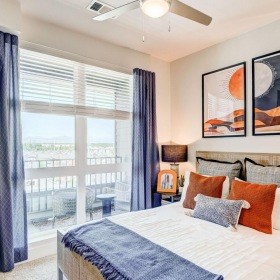 Sleep in style a bedroom with a large window